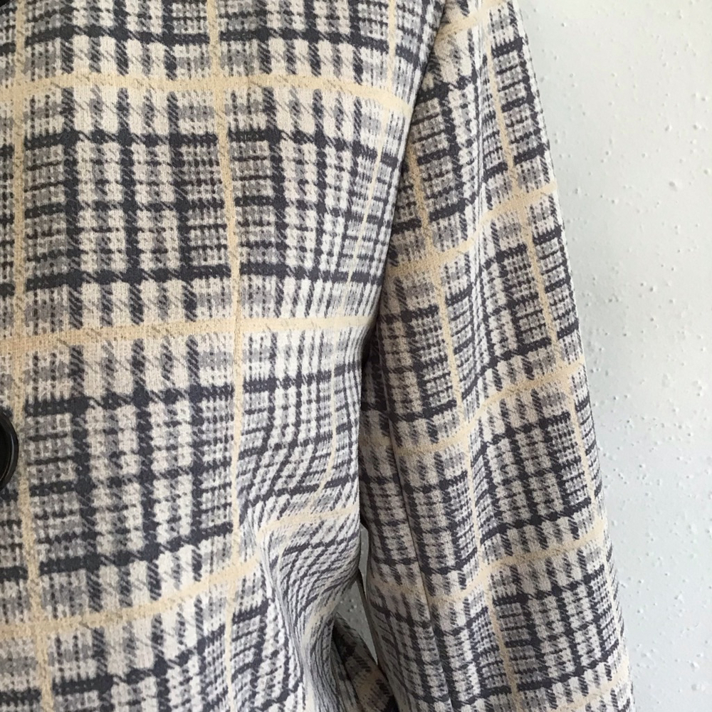 Solitaire Women Plaid Double Breasted Tie Belt Trench Jacket S Beige Black - Picture 11 of 15